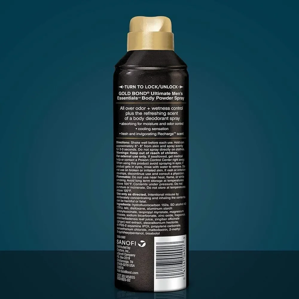 Gold Bond Ultimate Men's Essentials Talc Body Powder Spray Nightfall 7 oz